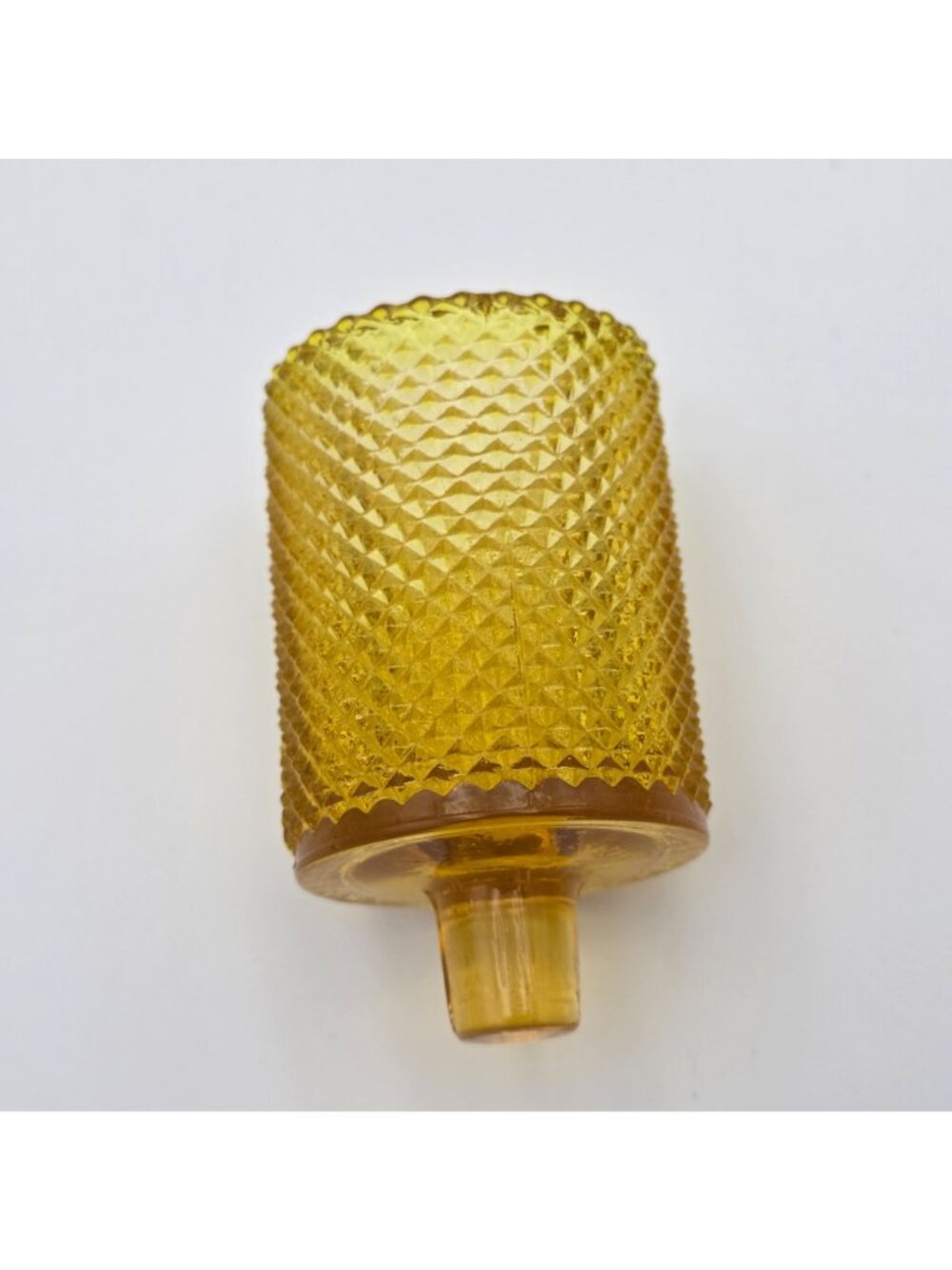 Vintage Yellow Diamond Point Glass Candle Votive UV Reactive - Picture 5 of 6